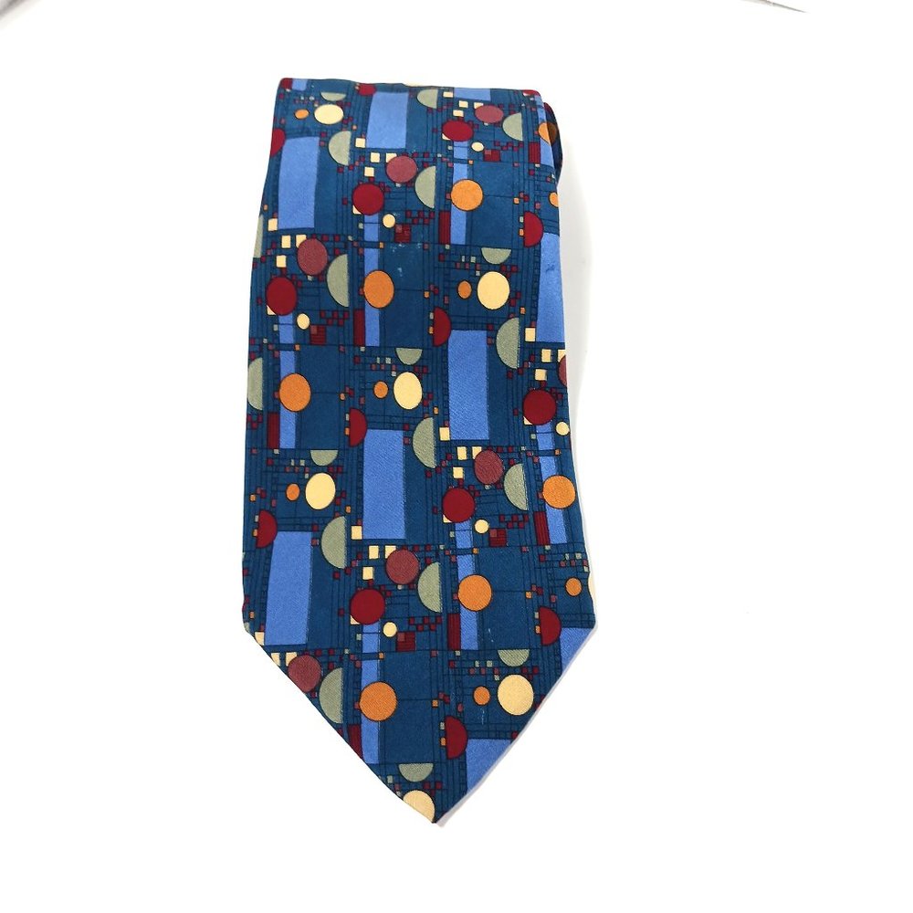 Boxelder Frank Lloyd Wright Confetti Men's Silk Tie Blue Red Cream Abstract 60"